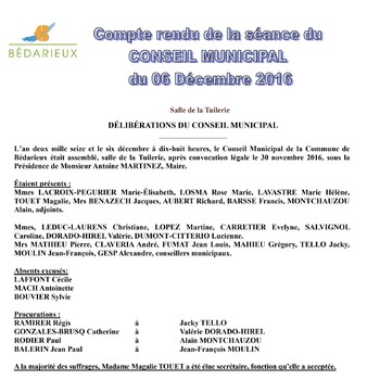 Compte rendu du 06.12.2016